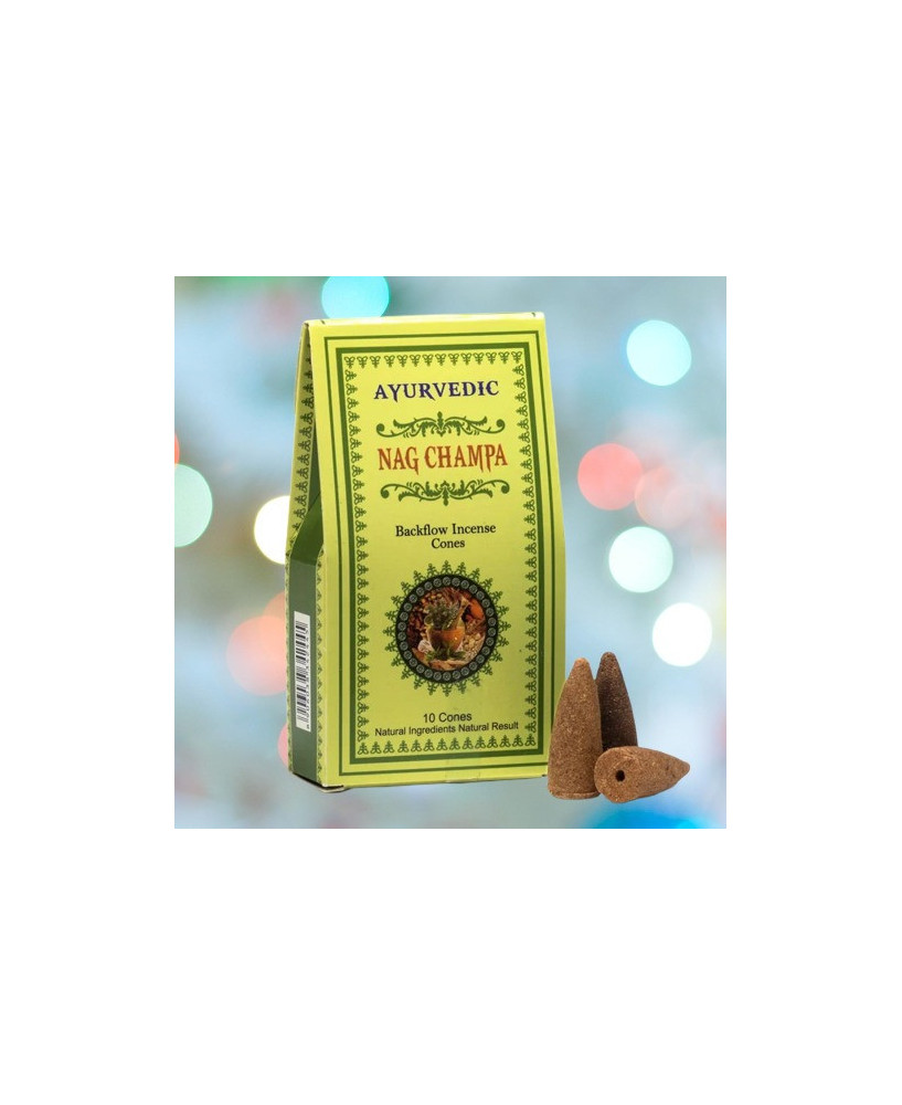 Conos de Incienso de Reflujo Nag Champa Ayurvédico