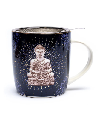 Taza de Té con Infusor Buda Azul