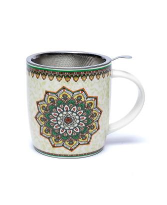 Taza de Té con Infusor Mandala Verde