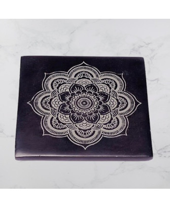 Quemador de Incienso Esteatita Negra con Mandala
