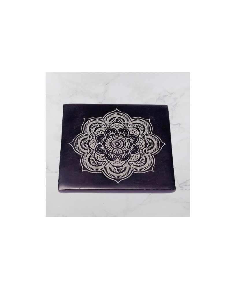 Quemador de Incienso Esteatita Negra con Mandala