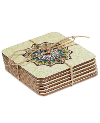 6 Posavasos con Mandala Verde