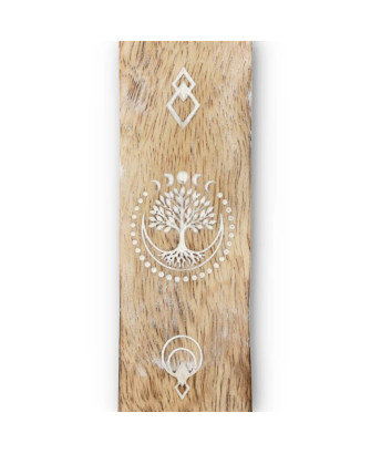 Portaincienso Árbol de la Vida Madera de Mango blanqueada