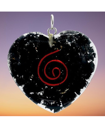 Colgante Orgonita de Shunguita en Forma de Corazón