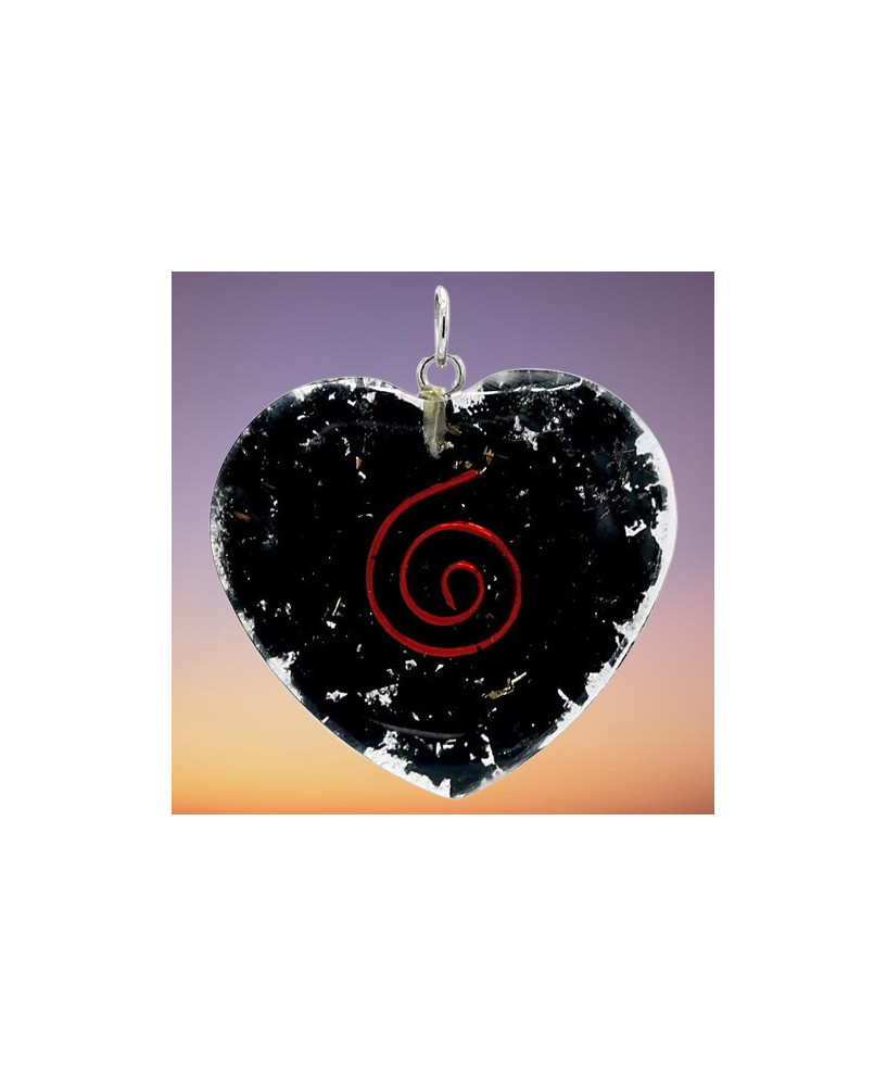 Colgante Orgonita de Shunguita en Forma de Corazón