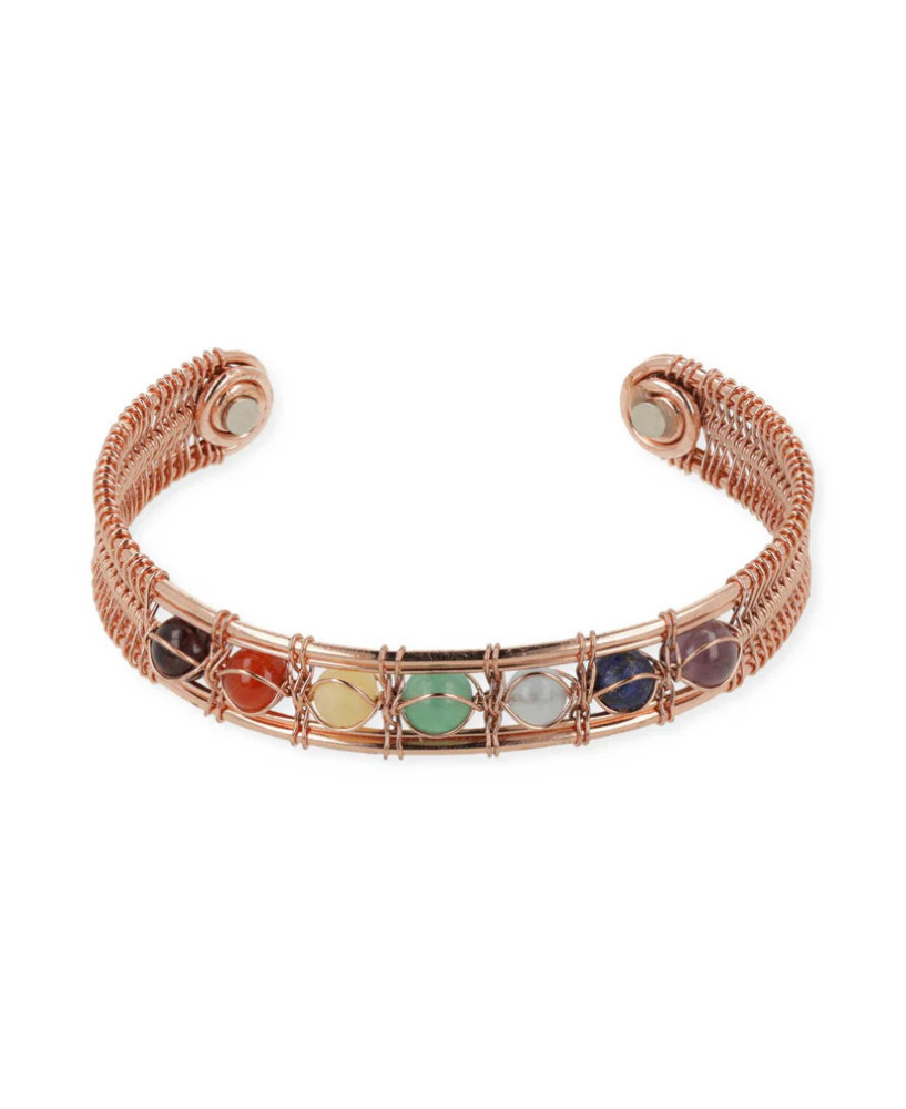Pulsera magnética de cobre con piedras de chakras