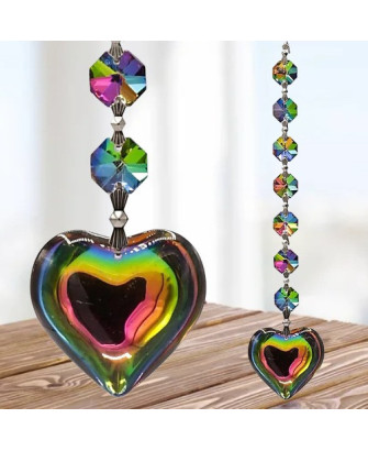 Atrapasol de Feng Shui Aurora, Corazón de Cristal de Colores