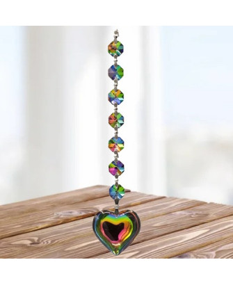 Atrapasol de Feng Shui Aurora, Corazón de Cristal de Colores