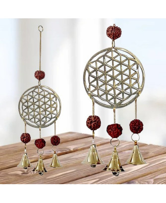 Carillón con Flor de la Vida y Semillas de Rudraksha