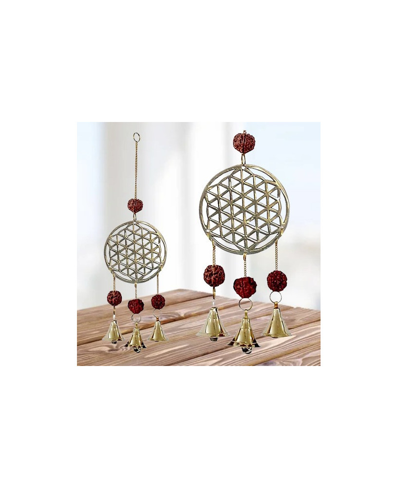 Carillón con Flor de la Vida y Semillas de Rudraksha