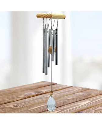 Carillón de Viento de 5 Tubos y Colgante de Cristal, 48cm