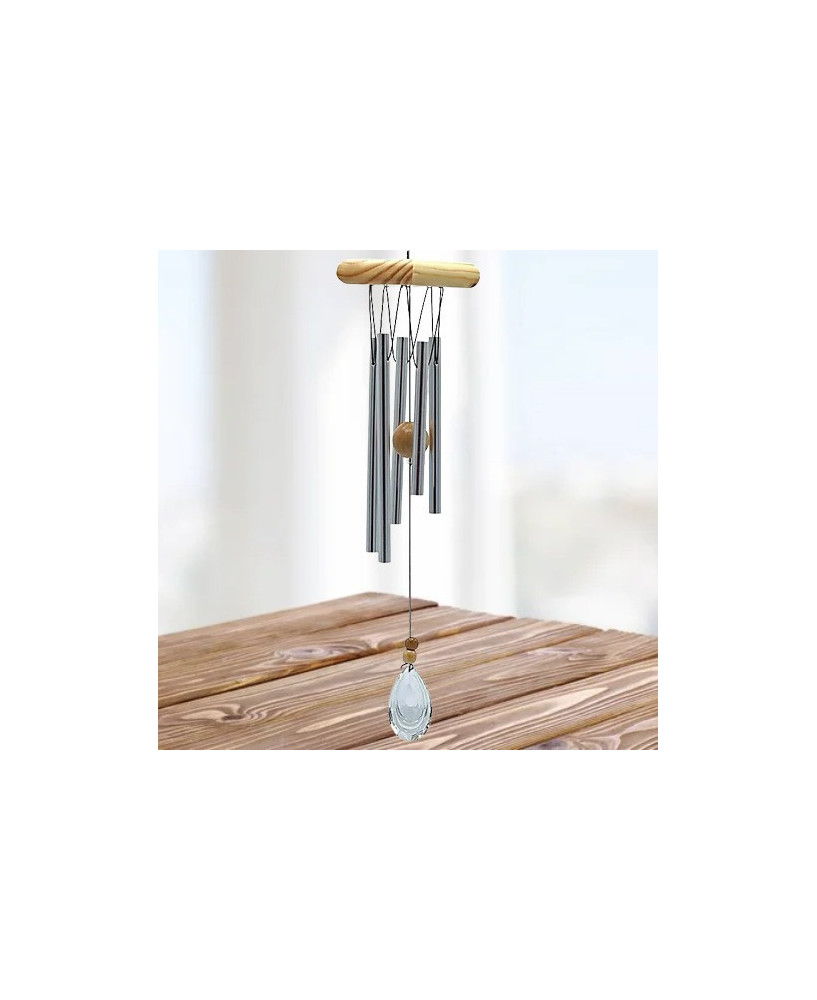 Carillón de Viento de 5 Tubos y Colgante de Cristal, 48cm