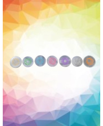 Juego de Selenita con Símbolos de los 7 Chakras