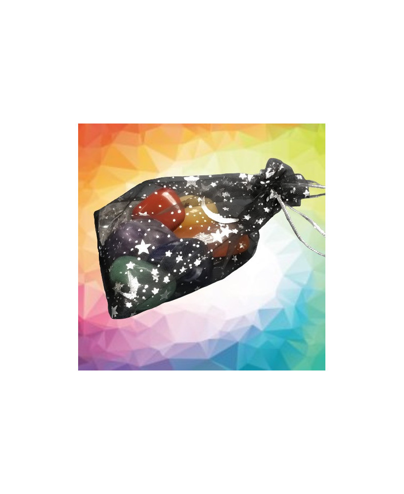 Bolsa de Piedras Rodadas Medianas de los 7 Chakras, 2-3,5cm
