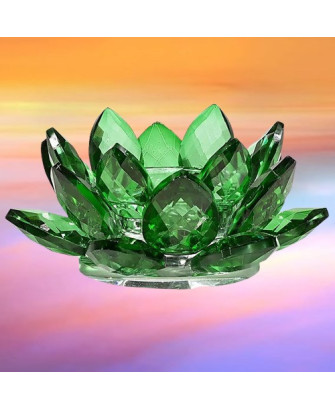 Candelario Flor de Loto de Cristal Verde