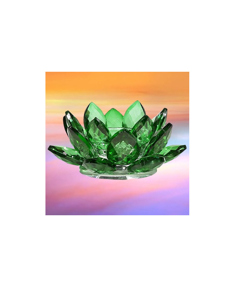Candelario Flor de Loto de Cristal Verde