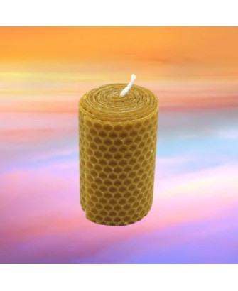Vela de Cera de Abeja de Panal Artesanal, 10cm x 5cm