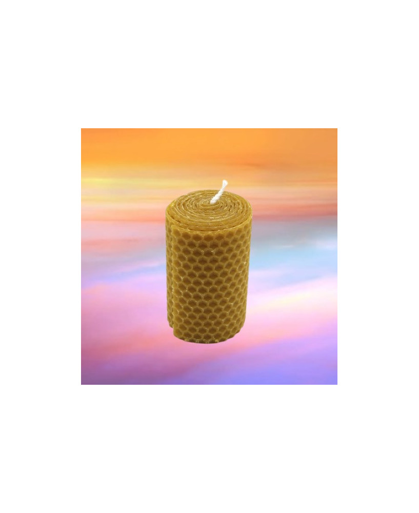Vela de Cera de Abeja de Panal Artesanal, 10cm x 5cm