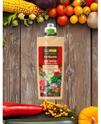 Fertilizante geranios y plantas con flor