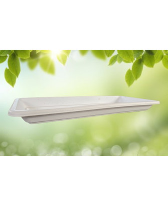 Plato blanco rectangular para maceta pequeña