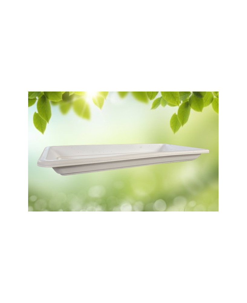 Plato blanco rectangular para maceta pequeña