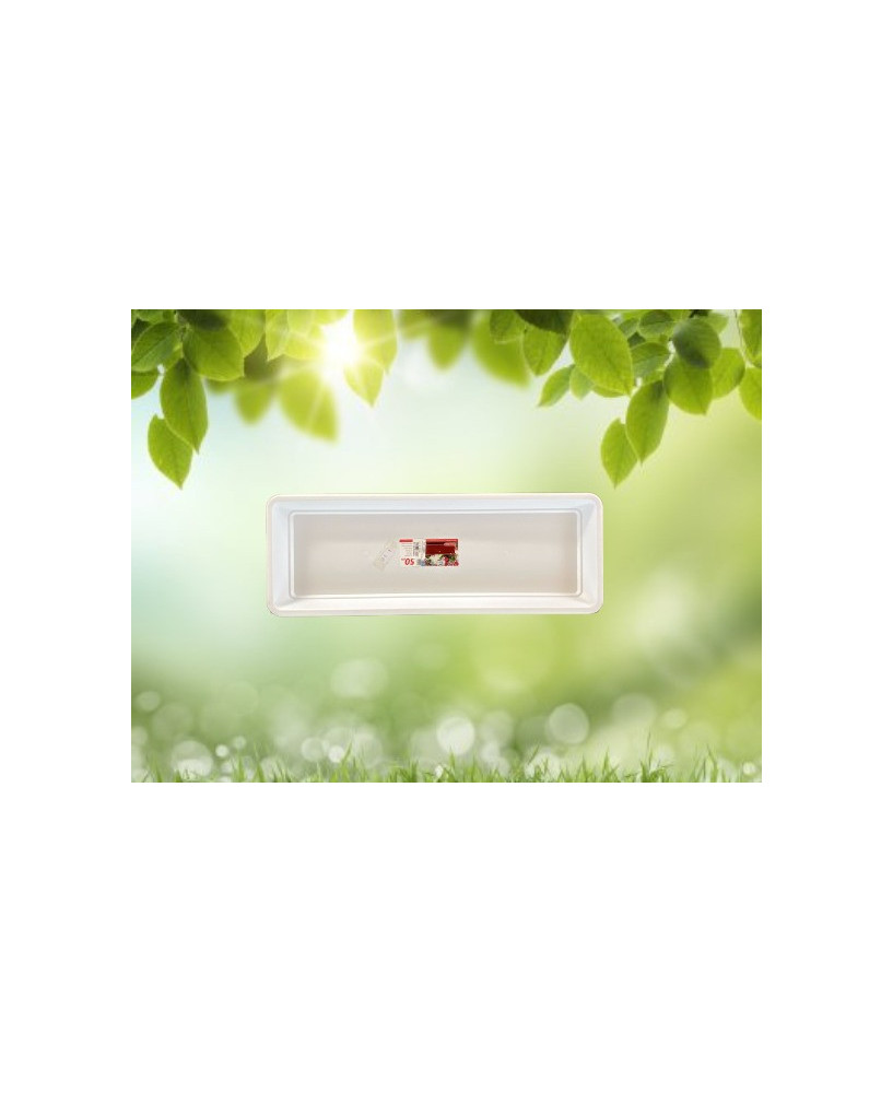 Plato blanco rectangular para maceta grande
