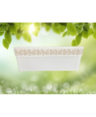 Maceta rectangular de plástico blanco patron de plantas