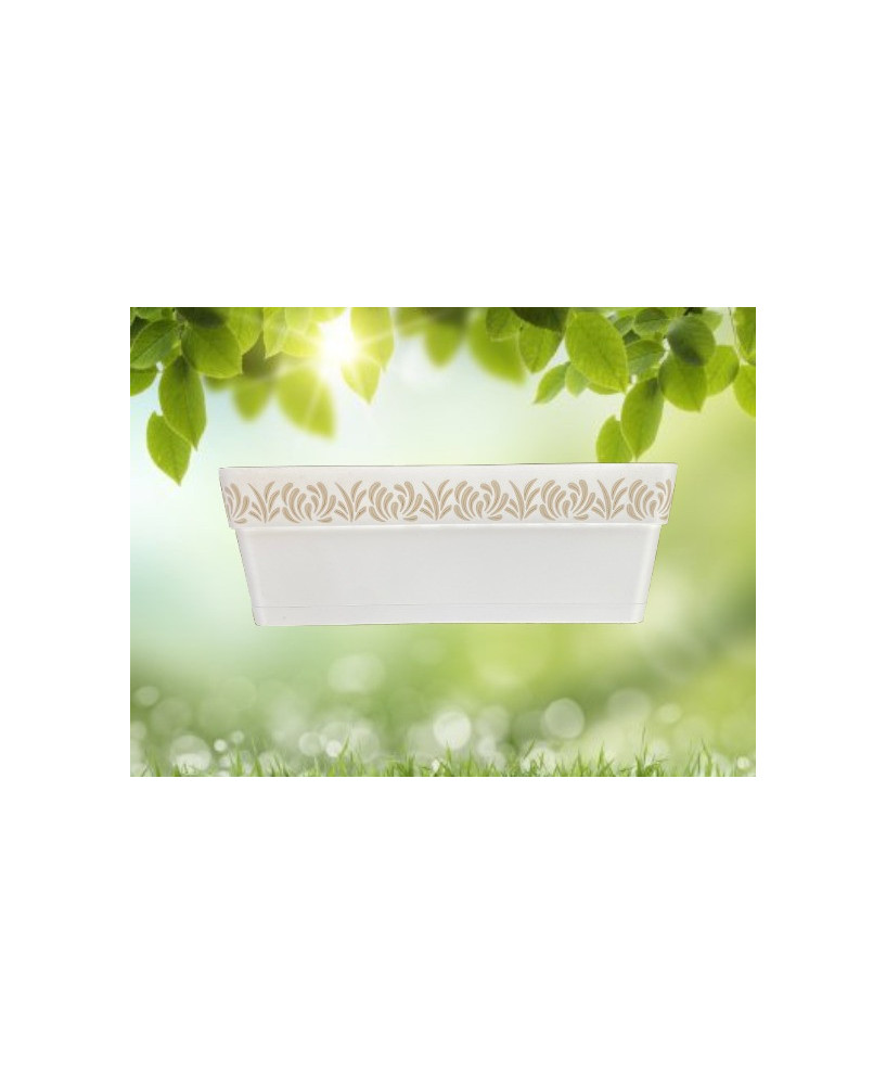 Maceta rectangular de plástico blanco patron de plantas