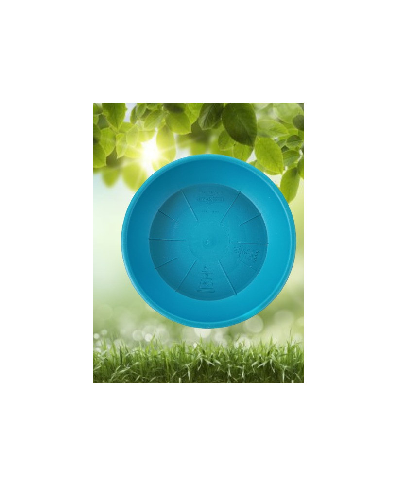 Plato de plástico color azul para maceta