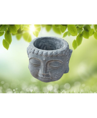 Macetero gris cabeza de buda
