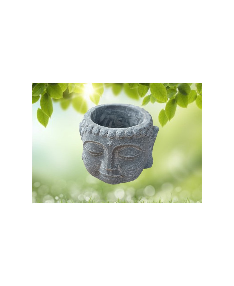 Macetero gris cabeza de buda