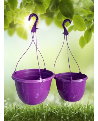 Macetero colgante de plástico grande morado