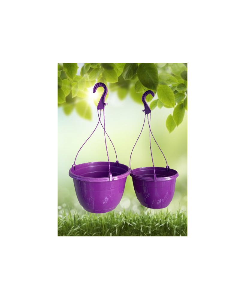Macetero colgante de plástico grande morado
