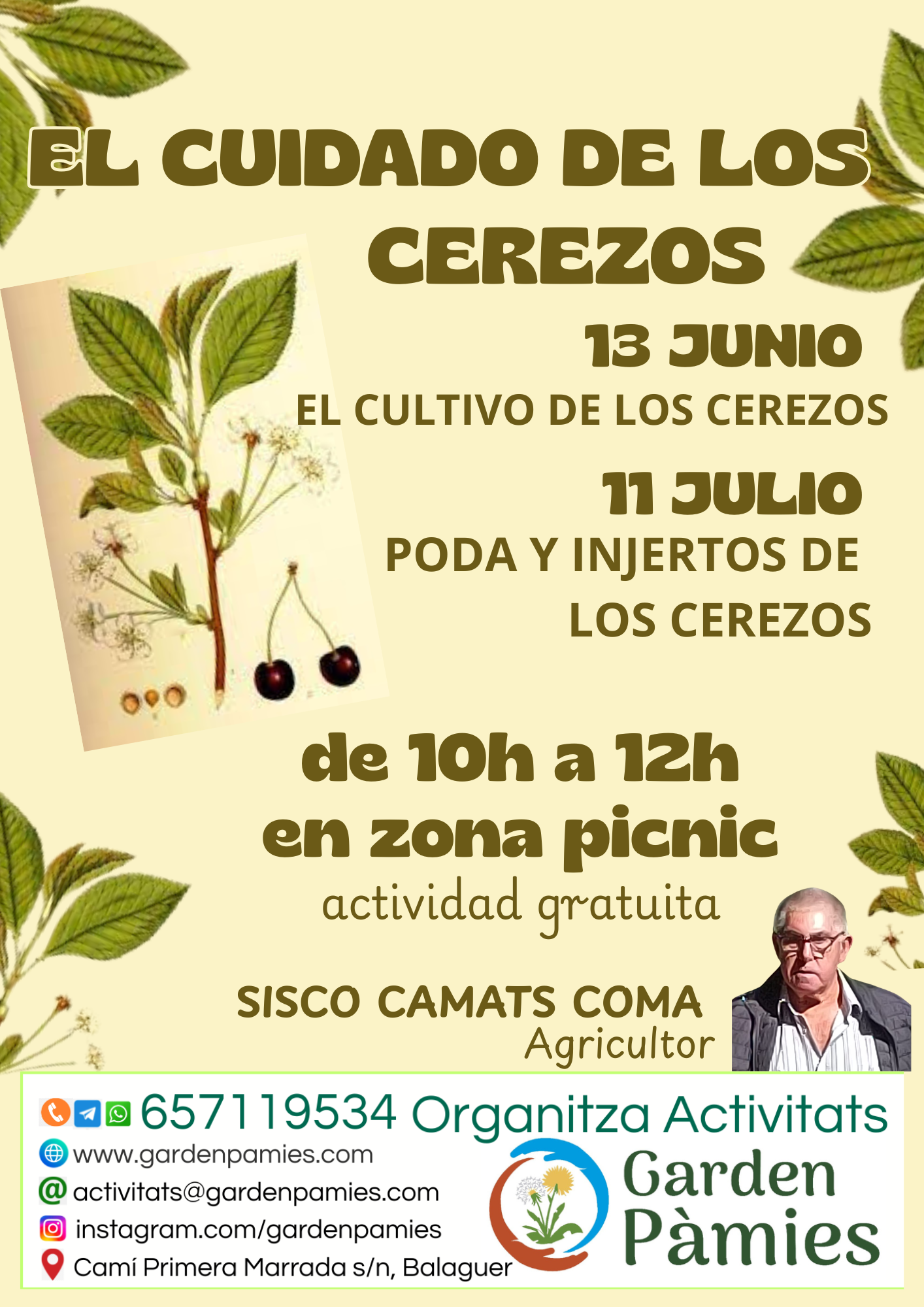 EL CUIDADO DE LOS CEREZOS. Actividad gratuita